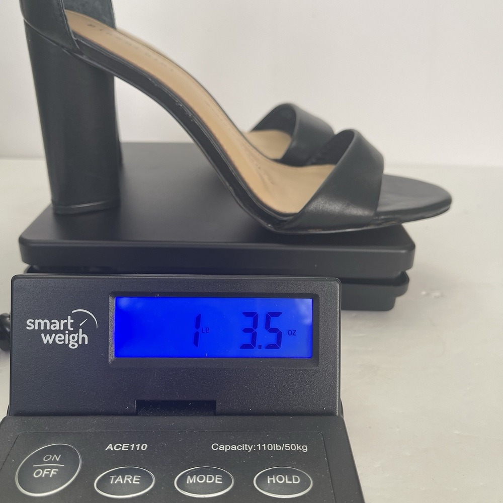 Gianni Bini‎ Joenah Black Leather Sandals Womens 8 Block Heel Ankle Strap - Picture 10 of 10